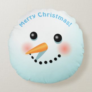 Baby Snowman With Carrot Nose Round Pillow