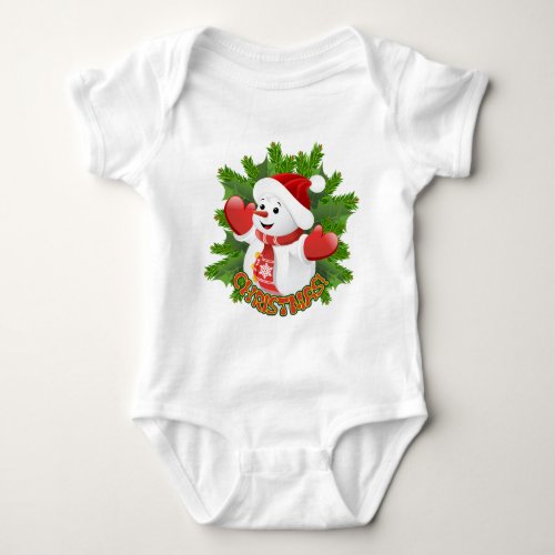 Baby Snowman with Crystal Snowflakes Ornament Baby Bodysuit
