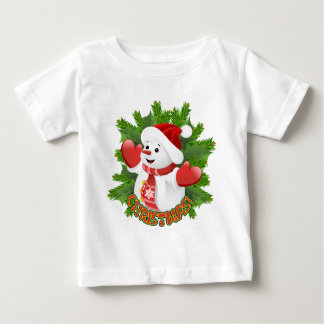 Baby Snowman with Crystal Snowflakes Ornament Baby T-Shirt