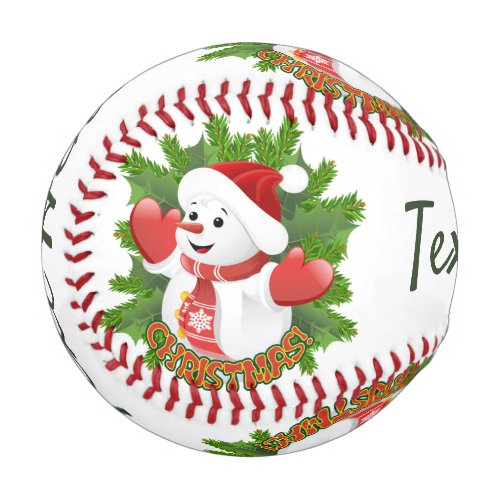 Baby Snowman with Crystal Snowflakes Ornament Baseball