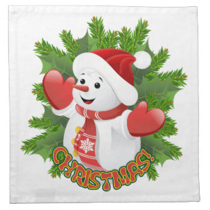 Baby Snowman with Crystal Snowflakes Ornament Cloth Napkin