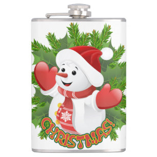 Baby Snowman with Crystal Snowflakes Ornament Flask