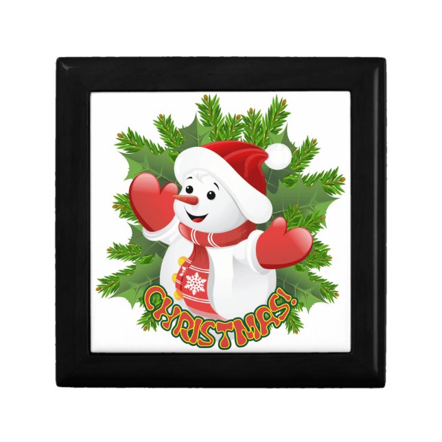 Baby Snowman with Crystal Snowflakes Ornament Gift Box (Front)