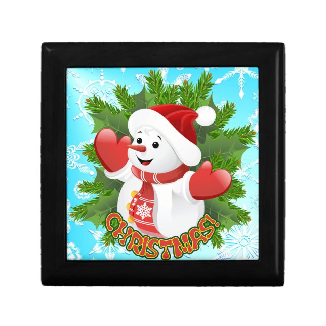 Baby Snowman with Crystal Snowflakes Ornament Gift Box (Front)