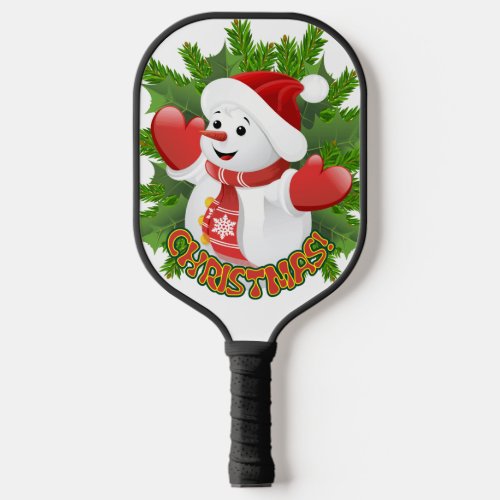 Baby Snowman with Crystal Snowflakes Ornament Pickleball Paddle