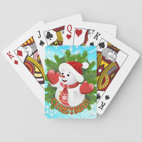 Baby Snowman with Crystal Snowflakes Ornament Playing Cards