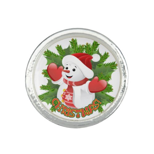 Baby Snowman with Crystal Snowflakes Ornament Ring