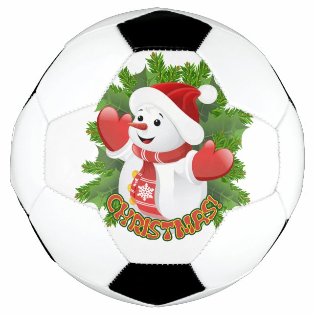 Baby Snowman with Crystal Snowflakes Ornament Soccer Ball (Front)