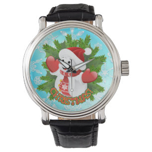 Baby Snowman with Crystal Snowflakes Ornament Watch