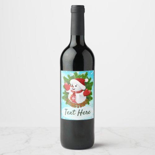 Baby Snowman with Crystal Snowflakes Ornament Wine Label