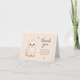 Baby Snowy Owl Baby Shower Thank You Card