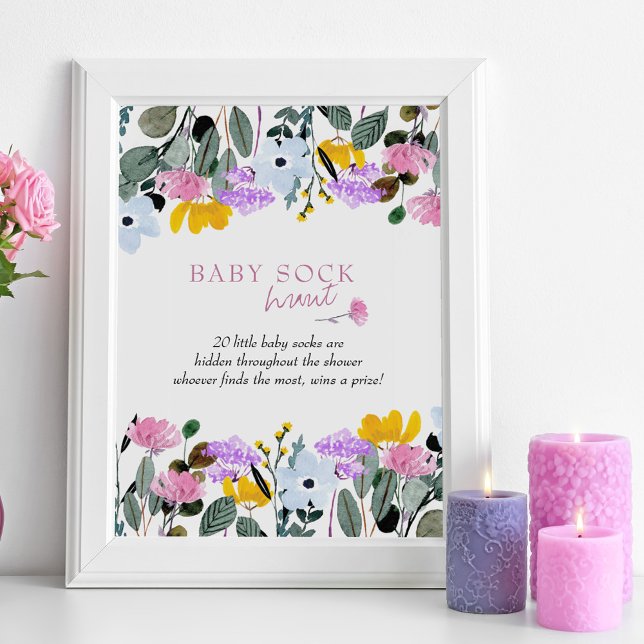 Baby Sock Hunt Wildflower Baby Shower Game Poster (Baby Sock Hunt game sign from Wildflower Lawn Collection. Order printed or digital download.
)