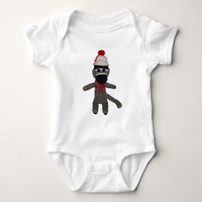Baby Sock Monkey Baby Bodysuit (Front)