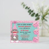 Baby Sock monkey cupcake Birthday Party Invitation (Standing Front)
