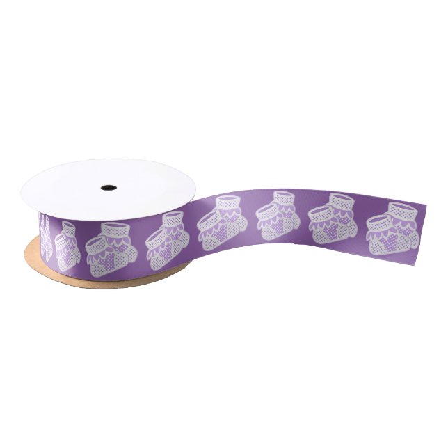 baby socks - purple satin ribbon (Spool)
