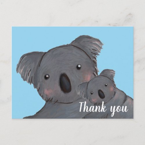 Baby son thank you koala blue postcard