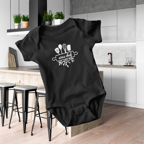 Baby Sous Chef Kitchen Utensil and Greenery Baby Bodysuit