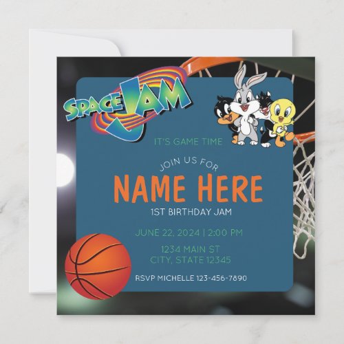 Baby Space Jam Birthday Invitation