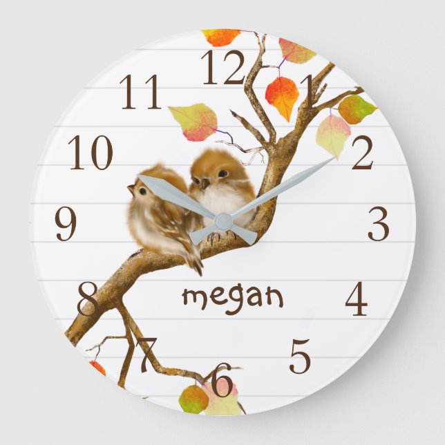 Baby Sparrow Birds Wall Clock (Front)
