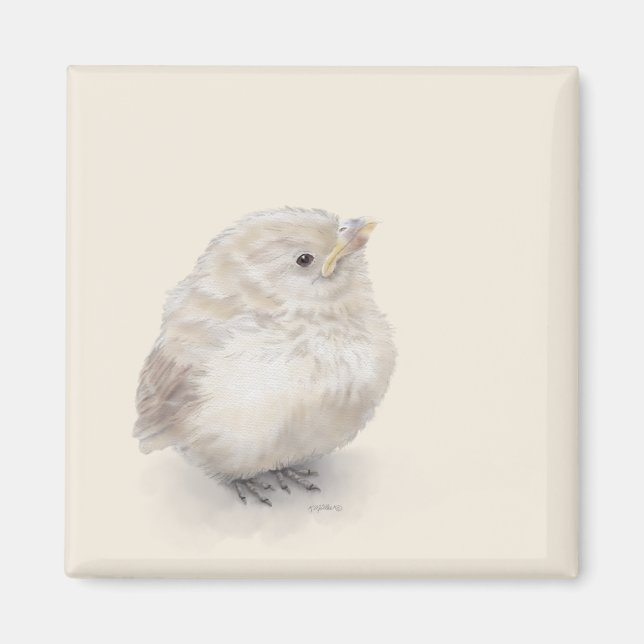 Baby Sparrow Digital Watercolor Magnet (Front)