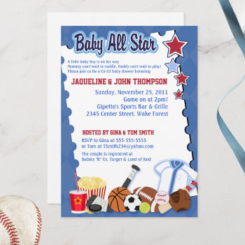 Baby Sports Fan All Star Baby Shower Invitation by allpetscherished at Zazzle