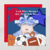 BABY  SPORTS SHOWER INVITATION FOR BOY (Front/Back)