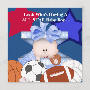 BABY SPORTS SHOWER INVITATION FOR BOY