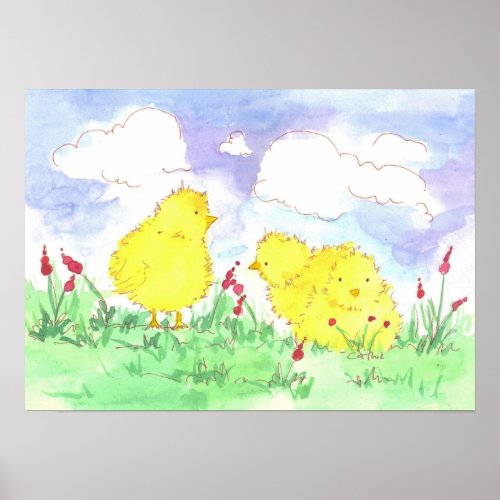 Baby Spring Chicks Childrens Room Art Poster