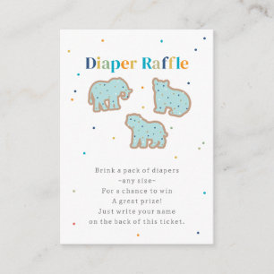 Baby Sprinkle Animal Cookies Diaper Raffle Blue Enclosure Card