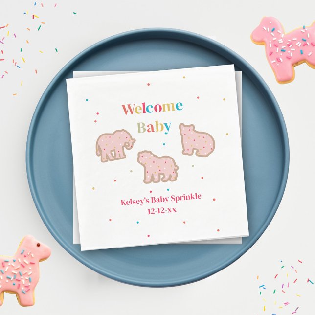Baby Sprinkle Animal Cookies Girl Baby Shower Napkins (Creator Uploaded)