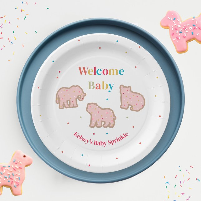 Baby Sprinkle Animal Cookies Girl Baby Shower Paper Plates (Creator Uploaded)
