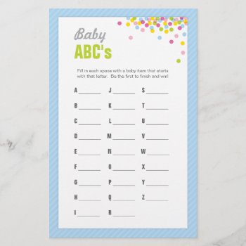 Baby Sprinkle / Baby Shower Abcs Game - Blue by mypartydesign at Zazzle