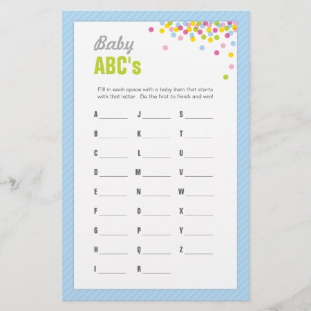 Baby Sprinkle / Baby Shower Abcs Game - Blue
