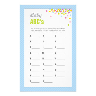 Baby Sprinkle / Baby Shower ABCs Game - Blue Stationery