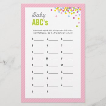 Baby Sprinkle / Baby Shower Abcs Game - Pink by mypartydesign at Zazzle