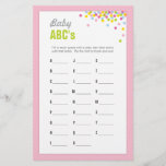 Baby Sprinkle / Baby Shower Abcs Game - Pink at Zazzle