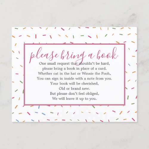 Baby Sprinkle Baby Shower Book Insert Request Invitation Postcard