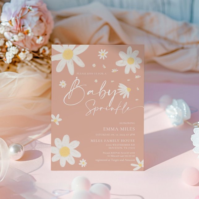 Baby Sprinkle, Baby Shower Invitation pink Daisy (Creator Uploaded)