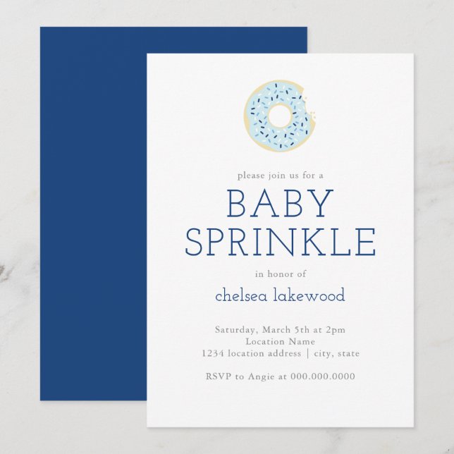 Baby Sprinkle // Blue Boy Donut Shower Invitation (Front/Back)