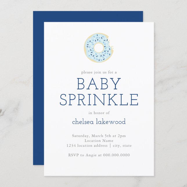 Baby Sprinkle // Blue Boy Donut Shower Invitation (Front/Back)
