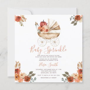 Baby Sprinkle Boho Pumpkin Carriage Baby Shower Invitation