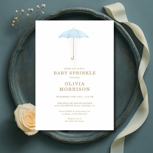 Baby Sprinkle Boy Blue Baby Shower Invitation (Creator Uploaded)