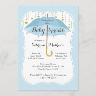 Baby Sprinkle Boy Shower Blue Umbrella Invitation