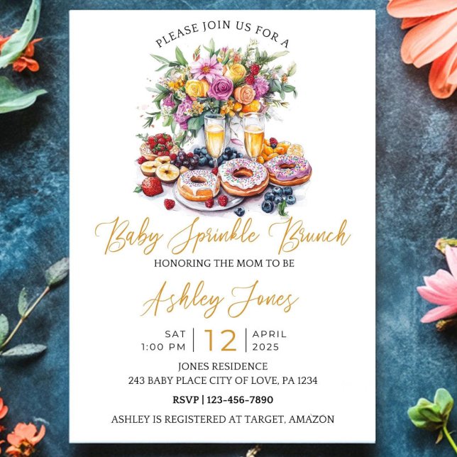 Baby Sprinkle Brunch Custom Baby Shower Invitation (Creator Uploaded)