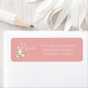 Baby Sprinkle Bunny Pink Baby Shower Label