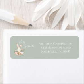 Baby Sprinkle Bunny Sage Green Baby Shower Label