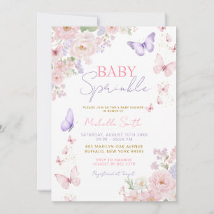 Baby Sprinkle Butterfly Soft Floral Baby Shower Invitation