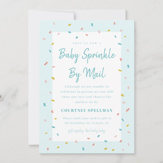 Baby Sprinkle by mail baby shower invitations (Front)