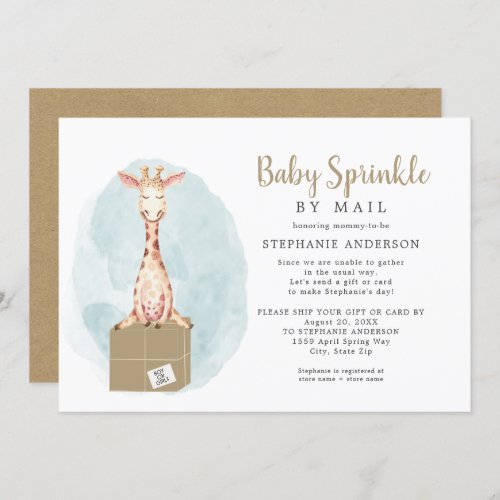 Baby Sprinkle by Mail _ neutral giraffe  box Invitation