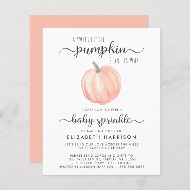 Baby Sprinkle By Mail Orange Pumpkin (Front/Back)